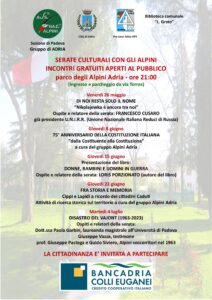 locandina serate culturali al parco